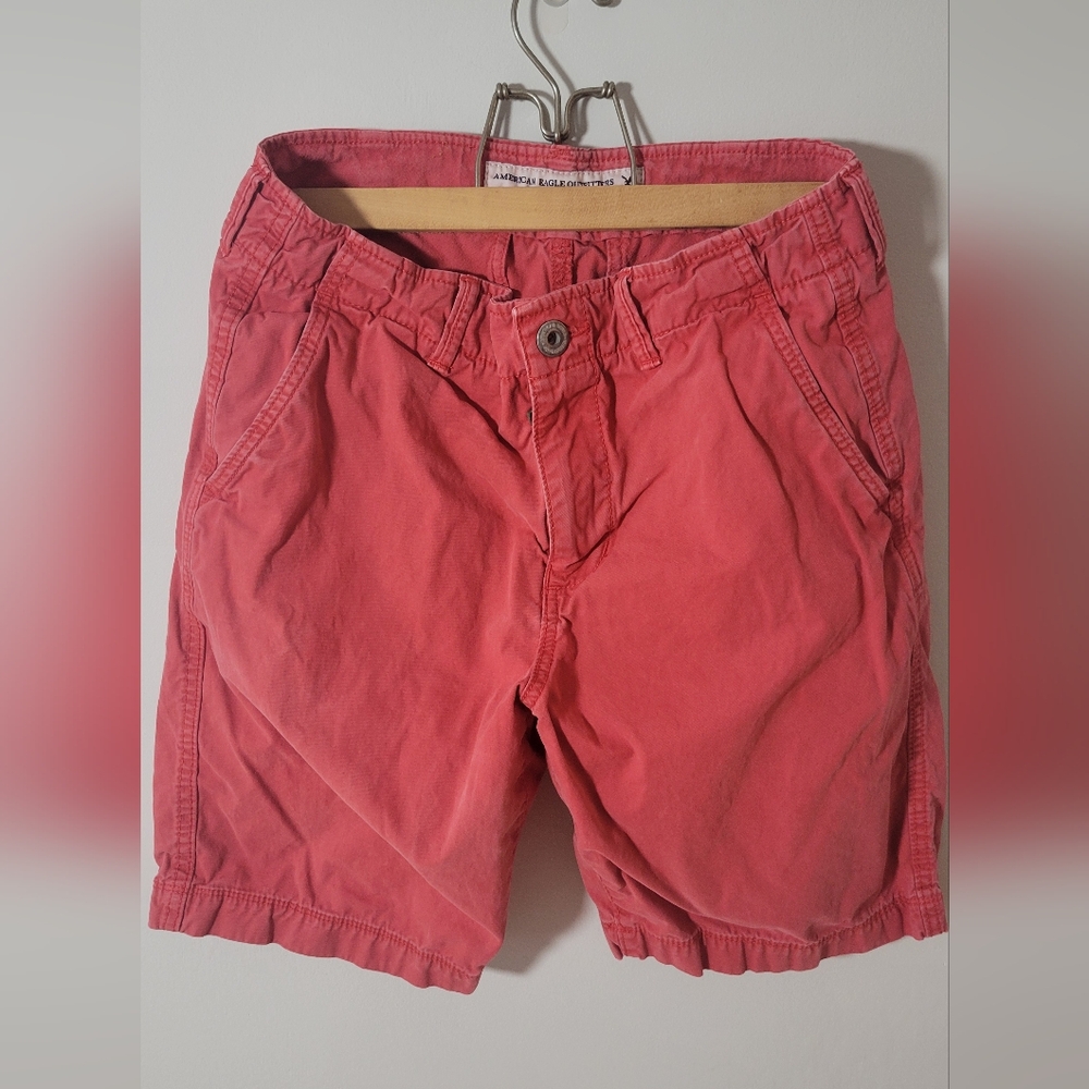 Mens American Eagle Khaki Red Shorts 30 Waisr